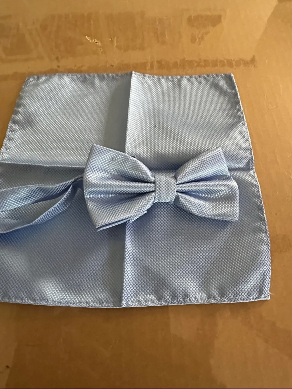 Light Blue Bow Tie and Pocket Square Set